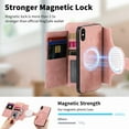 thumbnail image 5 of 2 in 1 Wallet Case for Apple iPhone XS Max, Detachable Magnetic Back Cover Cards Slots Zipper Pocket Ring Holder Magnetic Closure Protective Drop Proof Case Cover for Women Men,Pink, 5 of 11