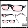 thumbnail image 2 of SA106 Mens Hippie Hustler Color Lens Narrow Rectangular Black Frame Sunglasses Pink Lens, 2 of 7