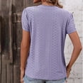 thumbnail image 2 of tklpehg Womens Summer Clothes Ladies Tops Casual Short Sleeve T Shirts Relaxed Fit V-Neck Elegant Shirts Solid Color Blouses Purple 12 (XXL), 2 of 9