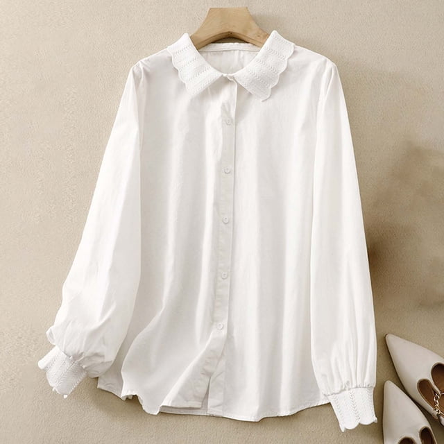 Heisall Womens Shirt Long Sleeve Vintage Literary Style Double-layer Cotton Casual Blouse Fall Winter Spring 2025 New Arrival Fashion Top