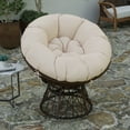thumbnail image 3 of Merrick Lane Papasan Style Woven Wicker Swivel Patio Chair in Brown with Removable All-Weather Beige Cushion, 3 of 12