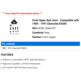 thumbnail image 2 of Front Upper Ball Joint - Compatible with 1989 - 1991 Chevy R3500 1990, 2 of 2