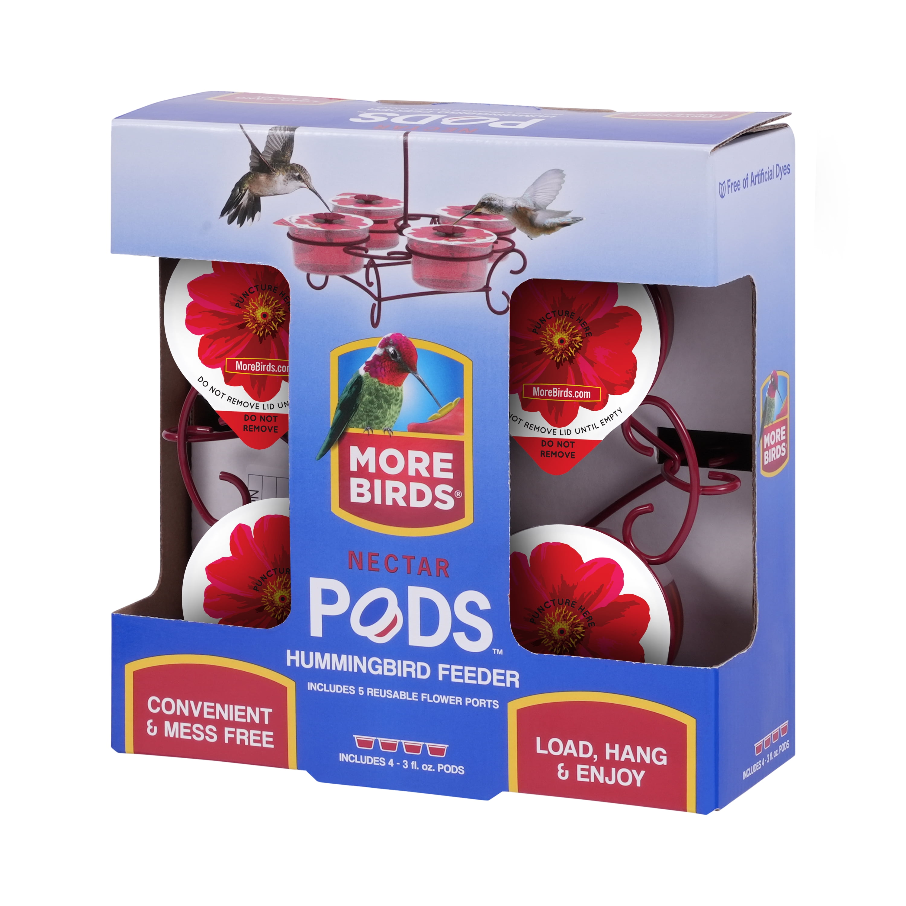 More Birds Simple Wireform Nectar Pod Hummingbird Feeder, Red
