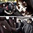 thumbnail image 4 of Yuyamidu Brown Cow Print Car Seat Covers Set 14 Pcs with Steering Wheel Cover Seat Belt Cover Center Console Cover Head Rest Protector Fit Most Car, Truck, Suv, or Van, 4 of 7