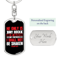 thumbnail image 2 of My Rock My Fortress Psalm 62:6 Stainless Steel or 18k Gold Premium Swivel Dog Tag Keychain, 2 of 10