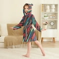 thumbnail image 4 of FORMRS Niños Bathrobe Unisex Hooded Robe Soft Plush Pajamas Sleepwear, Size 4-6T, Blue Abstract Lines, 4 of 7
