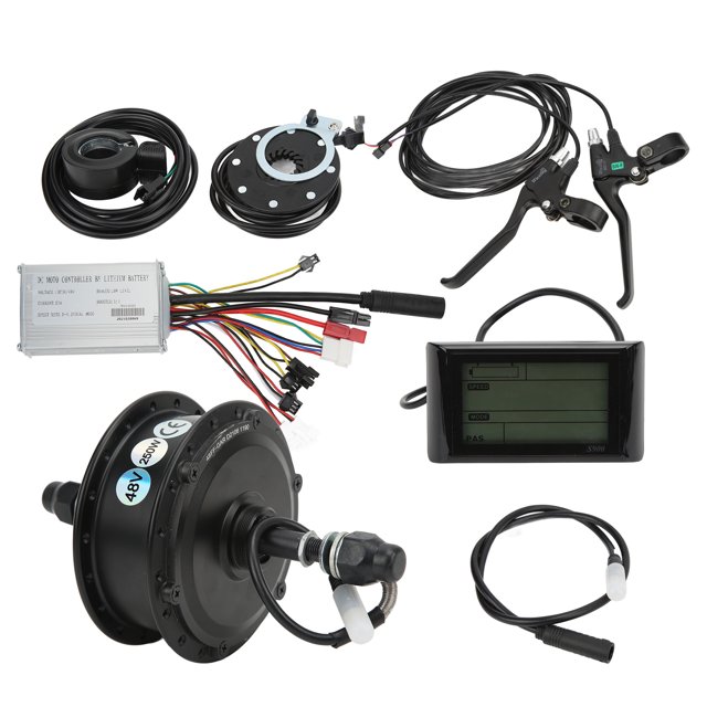 Electric Bicycle Hub Motor Kit, Rear Wheel Hub Motor Kit 25-28km/h Waterproof Connector Fine Processing With 15A Controller For Electric Vehicle For 27.5 Inch Rim Spokes