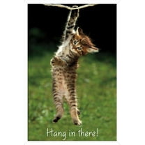 Famous Kitten Hang In There Poster Wall Poster, 14.725" x 22.375", Framed