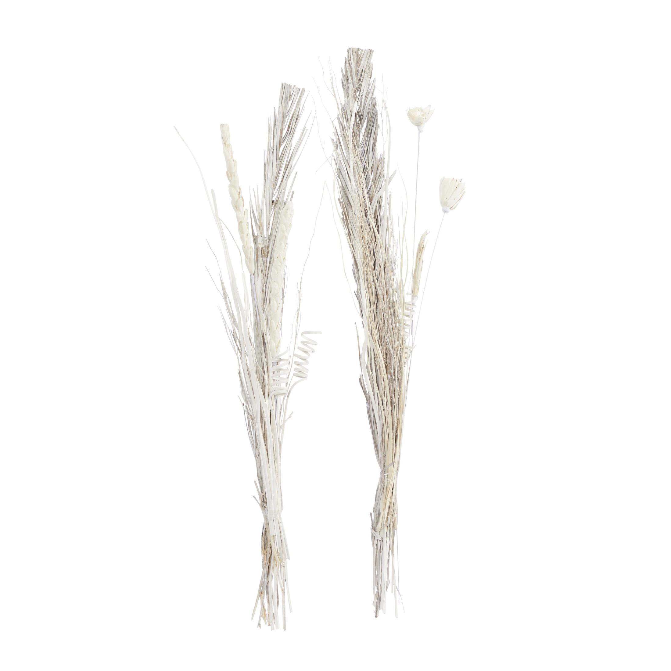 DecMode Farmhouse Dried Floral Natural Foliage Set of 2, 7"W x 56"H, with Brown, White and Beige Finish
