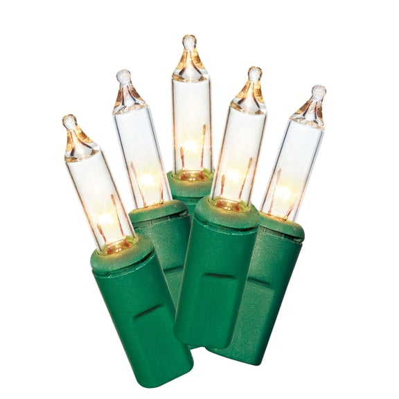 Indoor/Outdoor 300-Count Incandescent Mini Christmas String Lights, Clear, Green Wire, 59', by Holiday Time