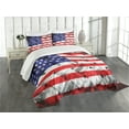 thumbnail image 3 of Ambesonne USA Quilted Bedspread Set 3 Pcs, Fourth of July Day National, King Size, Navy Blue White and Red, 3 of 5