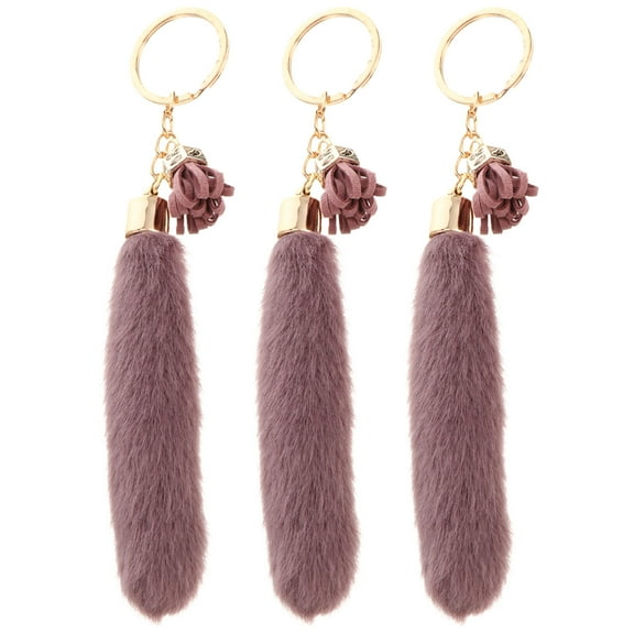 Kitandove 3Pcs Bag Charm Pendant Purple Tassel Shape Plush Metal For Daily Use