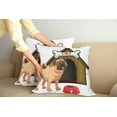 thumbnail image 2 of Ambesonne Pug Throw Pillow Cover 2 Pack, Dog House Cartoon Style, 16", Pale Coffee Sand Brown, 2 of 5