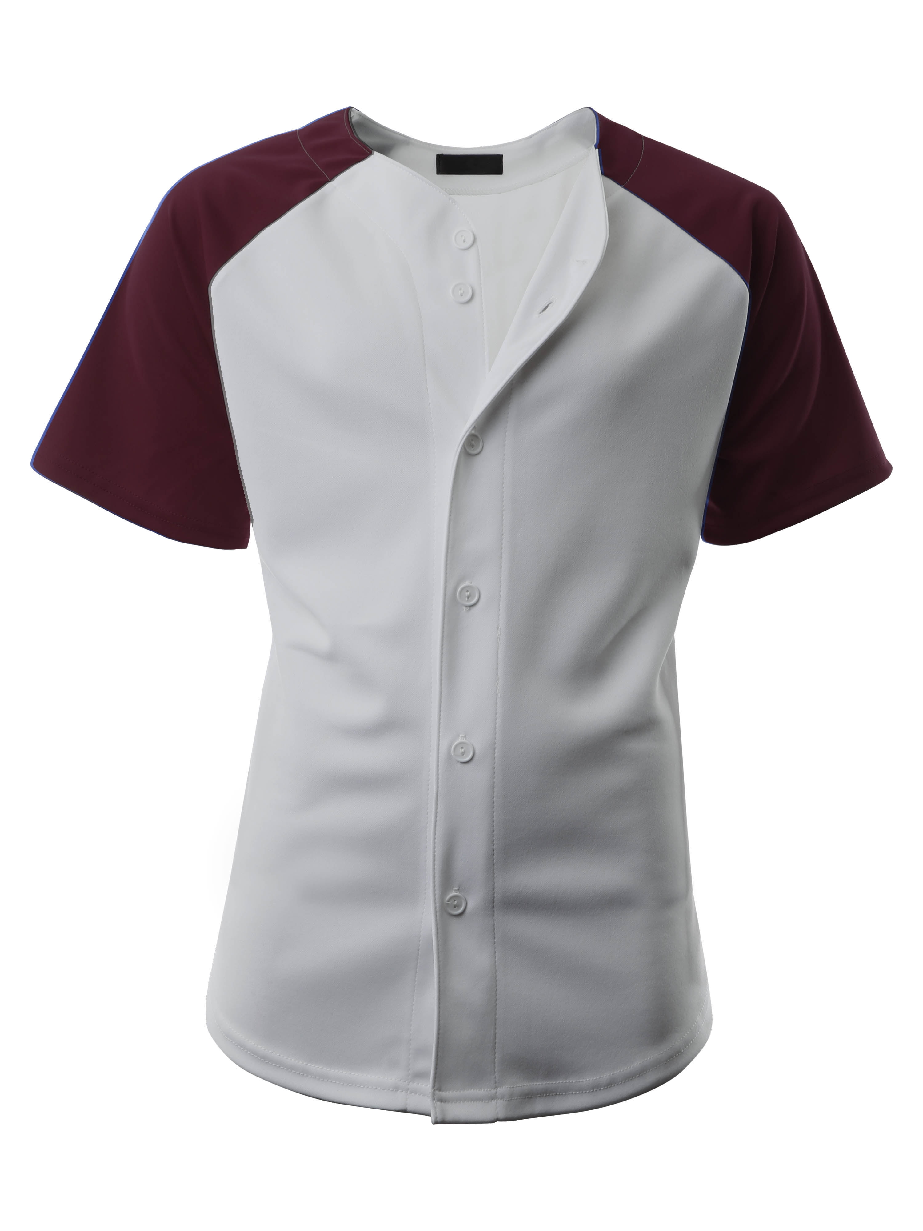 Ma Croix Men's Hip Hop Baseball Tee Button Down Street Inspired Sport Fit Two Tone Raglan Jersey