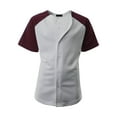 thumbnail image 3 of Ma Croix Men's Hip Hop Baseball Tee Button Down Street Inspired Sport Fit Two Tone Raglan Jersey, 3 of 7