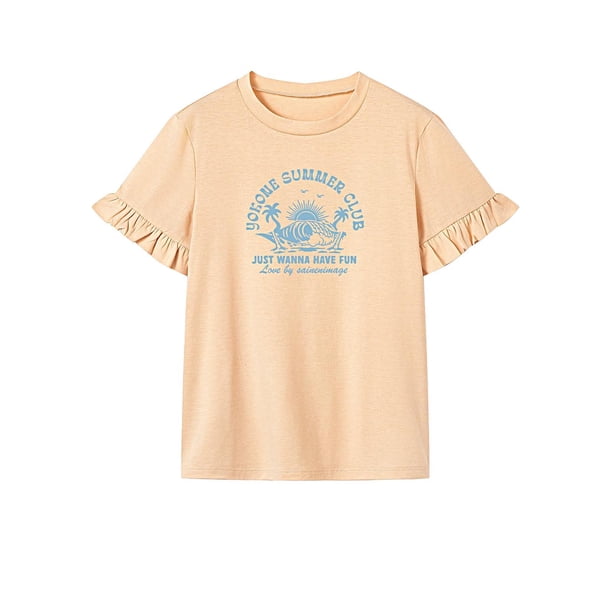 Camiseta para mujer verano Activewear suave cuello redondo camisa para viaje oficina compras SG