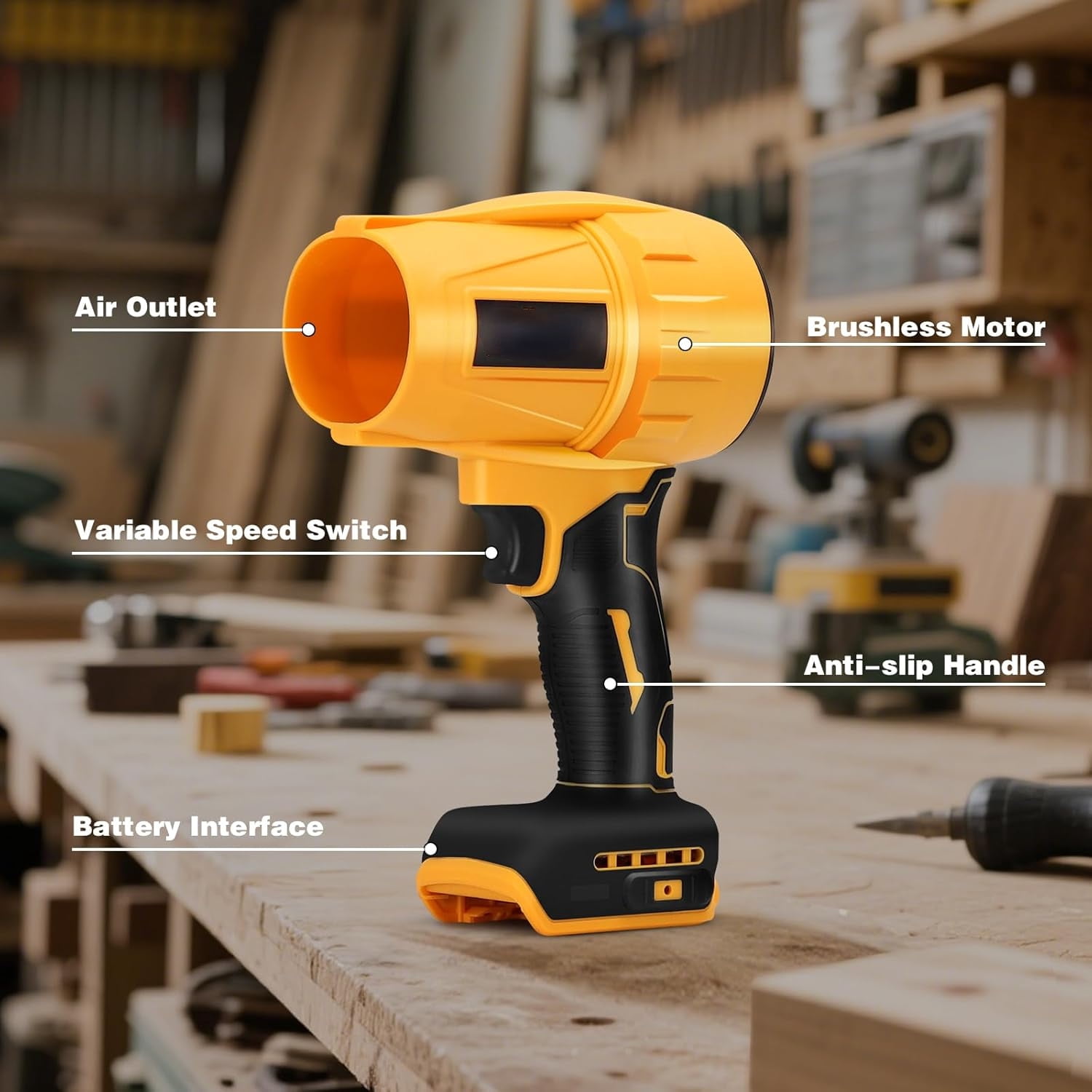 Electric Cordless Leaf Blower Dust Blower for DEWALT 20V Battery, High-Speed Motor Handheld Jet Fan Air Blower for Patio Cleaning, Lawn Care, Blowing Leaves and Dust (No Battery/Charger)