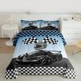 thumbnail image 2 of Manfei Boys Sports Car Queen Comforter Set 3 Pieces, Speed Game Racing Flag Bedding Sets, Gray Race Car Helmet Bedding Comforter Set, Lightweight Room Decor, 2 of 8