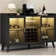 thumbnail image 1 of Armario de Bar de vinos con luz LED, gabinete de café para el hogar con Estante para Vino y Soporte para Vidrio, aparador de Cocina con Estante de Almacenamiento, gabinete de Licor, 1 of 8