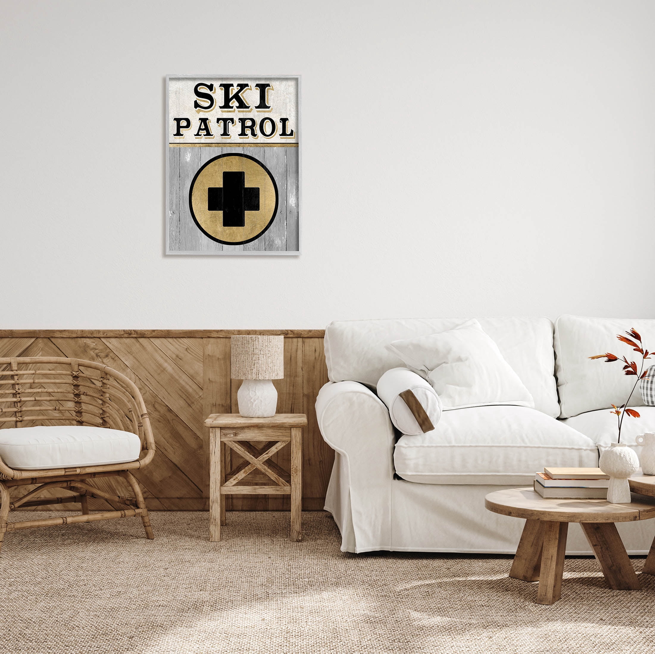 Stupell Industries Ski Patrol Medical Skiing Graphic Art Gray Framed Art Print Wall Art, Design by Livi Finn