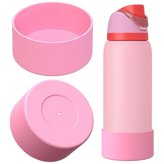 Linkidea 2 Pack Water Bottle Boot Compatible with Owala FreeSip 40oz, Silicone Anti-Slip Bottle Bottom Bumper Protector (Light Pink)