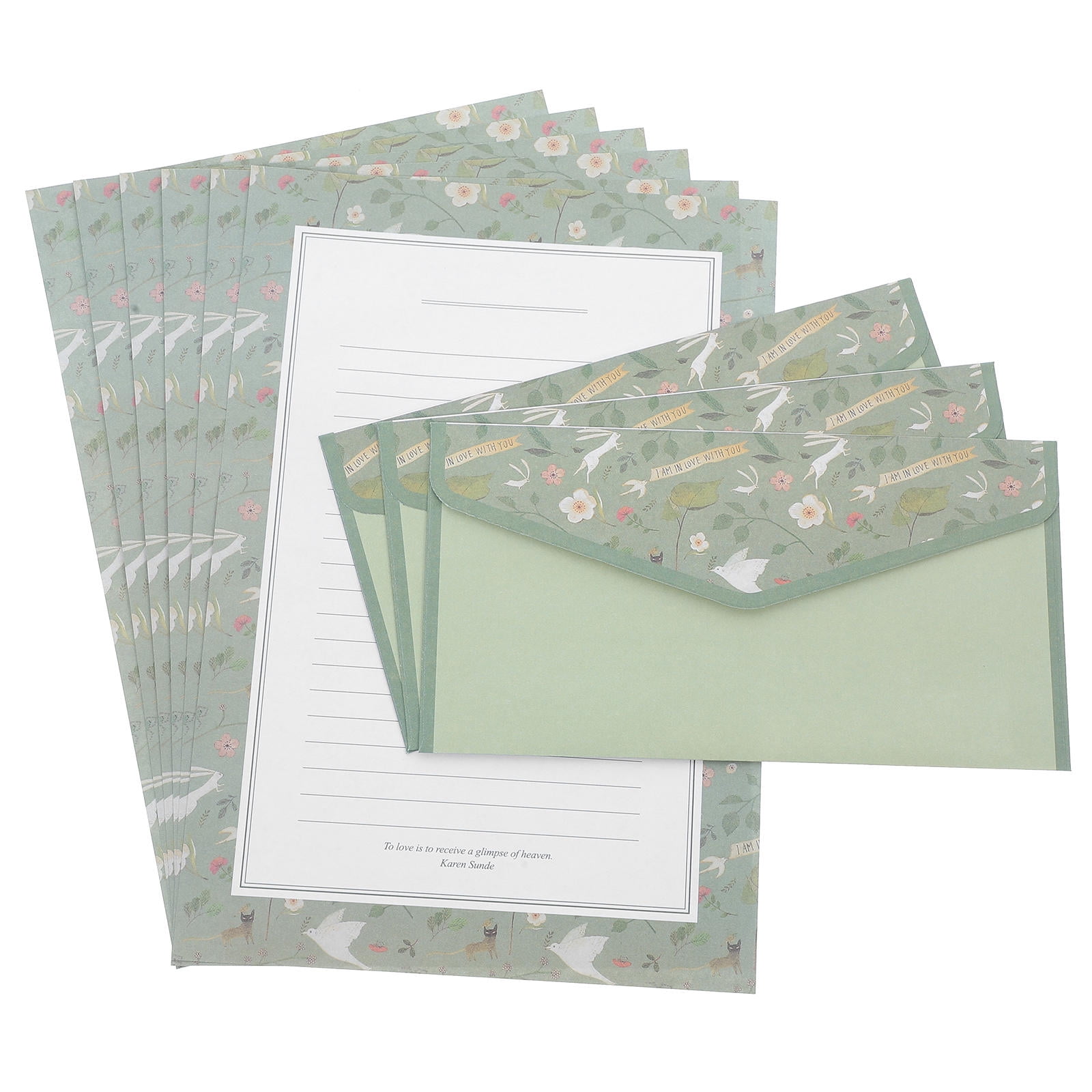 Raindrops 2 Sets Lined Stationery Writing Paper and Envelopes Set Vintage Floral Letter Writing Kit with Envelopes for Invitations and Notes