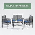 thumbnail image 2 of 4-Piece Patio Furniture Set, Weather-Resistant Rattan Patio Conversation Set with Two-Tier Coffee Table, Upholstered Openwork Wicker Furniture for Porch, Garden, Lawn, Blue, 2 of 17