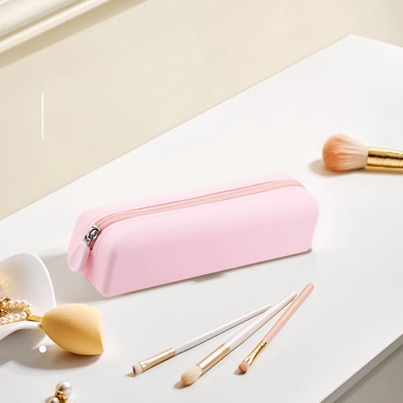 Silicone Pencil Case,Pencil Pouch,Large Pencil Case,Pencil Pouch Aesthetic,Silicone Pencil Pouch,Pencil Case Aesthetic,Pencil Bag,Pencil Pouch with Handle for Women (Pink)