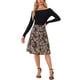 thumbnail image 2 of Falda midi floral con volantes en capas y cintura elástica para mujeres INSPIRE CHIC color marrón XL, 2 of 6