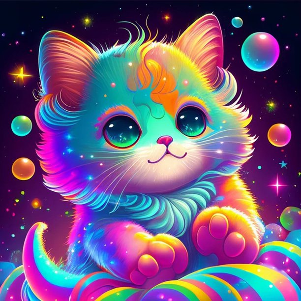 Pintura de diamante 5D DIY Kit de gato de taladro redondo completo Artesanía de decoración del hogar (HQ162) Hugtrwg Para estrenar