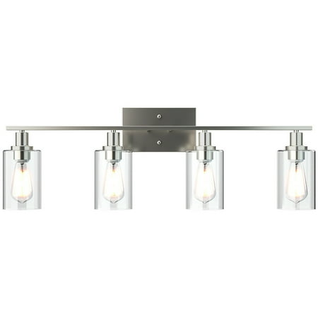 

Costway 4-Light Wall Sconce Modern Bathroom Vanity Light Fixtures w/ Clear Glass Shades