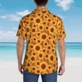 thumbnail image 4 of Sikiie Brown Wood Grain Sunflower A Print Men's Hawaiian Shirt, Summer Beach Button Pocket Short Sleeve T-Shirt,X-Large, 4 of 7