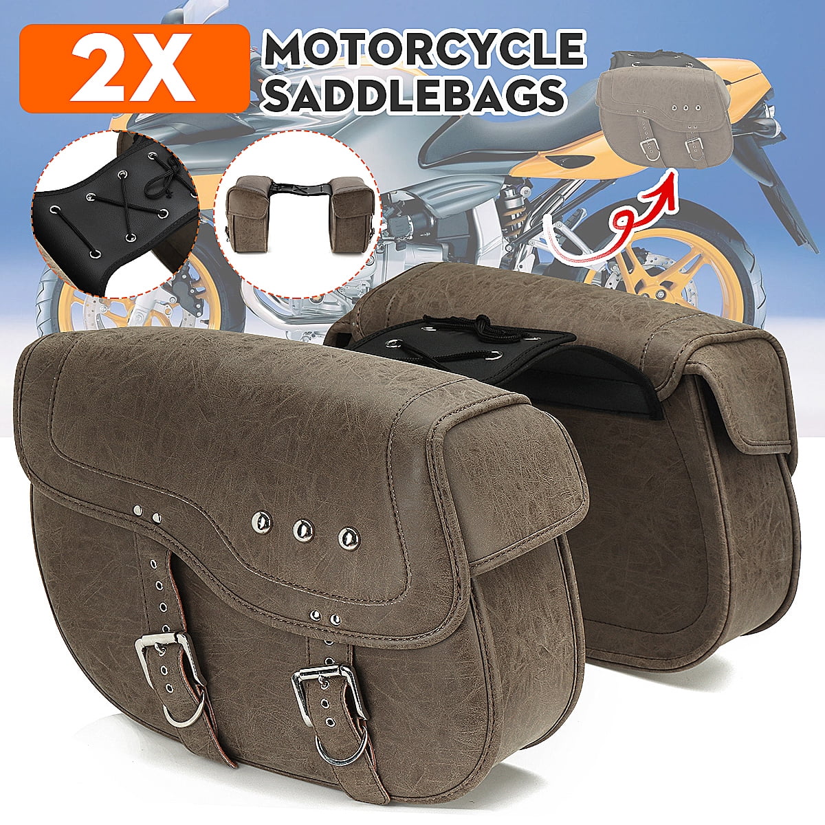 2PCS PU Leather Motorcycle Saddle Bag Storage Tool Pouch Waterproof Wonderful 