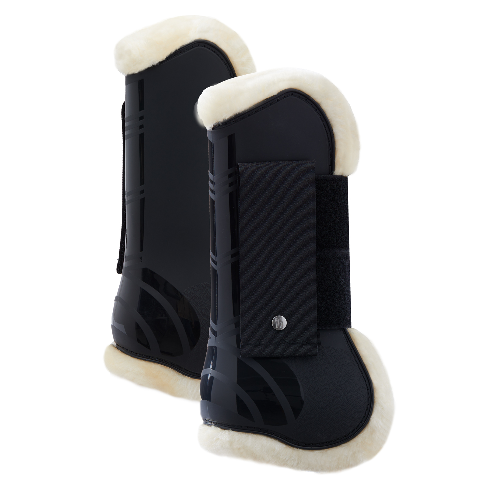 HORZE Caliber Faux Fur Open Front Horse Protection Tendon Boots For Jumping and Schooling (Pair
