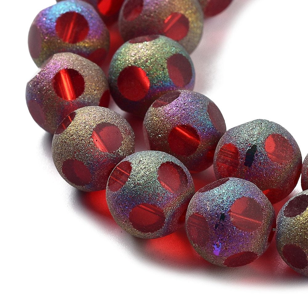 Electroplate Glass Beads Strands Round FireBrick 10mm Hole: 1.2mm about 60pcs/strand 24.02''(61cm)