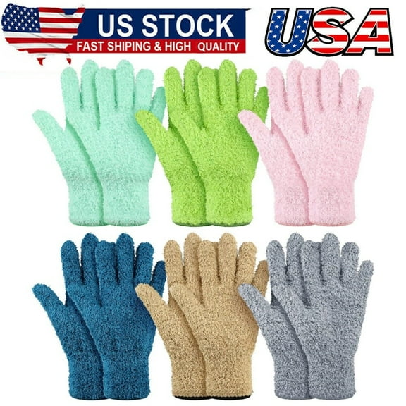 6Pairs Microfiber Dusting Gloves Dusting Cleaning Gloves Microfiber Gloves Dust