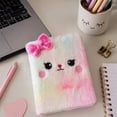 thumbnail image 2 of Lksixu Cartoon Plush Pocket Notebook, 4.3"x5.7" Cute Fuzzy Cat Design Notepads with Sequined Bow, 160 Pages Lined Journal Notebooks, Portable Small Memo Diary for Travel Office Writing Drawing, 2 of 6