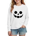 thumbnail image 5 of CLOISE Kids Boys Girls Casual Tops with Long Sleeve Halloween Glow in the Dark Cotton Crew Neck Pullover Pumpkin Shirts Fall Slim Tunic Clothes for Daily Wear White 4T, 5 of 8