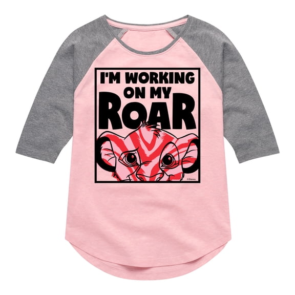 The Lion King - I'm Working on my Roar - Simba - Toddler & Youth Girls Raglan Graphic T-Shirt