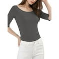 thumbnail image 5 of DARING DIVA Women's Slim Fit Pullover Boat Neck Stretchable T-Shirt XS Dark Gray, 5 of 7