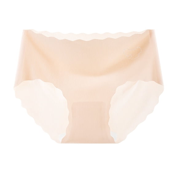 Uobin Girls Seamless Underwear Scalloped Edge No Show Invisible Stretchy Summer Lightweight Ice Silk Antibacterial Underwear for Ages 5-13