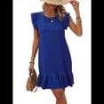 thumbnail image 1 of Vestidos de Verano para Mujer, Cuello Redondo, Corta, Dobladillo con Volantes, Vestido Informal Tipo Blusón, Azul XXL, 1 of 7