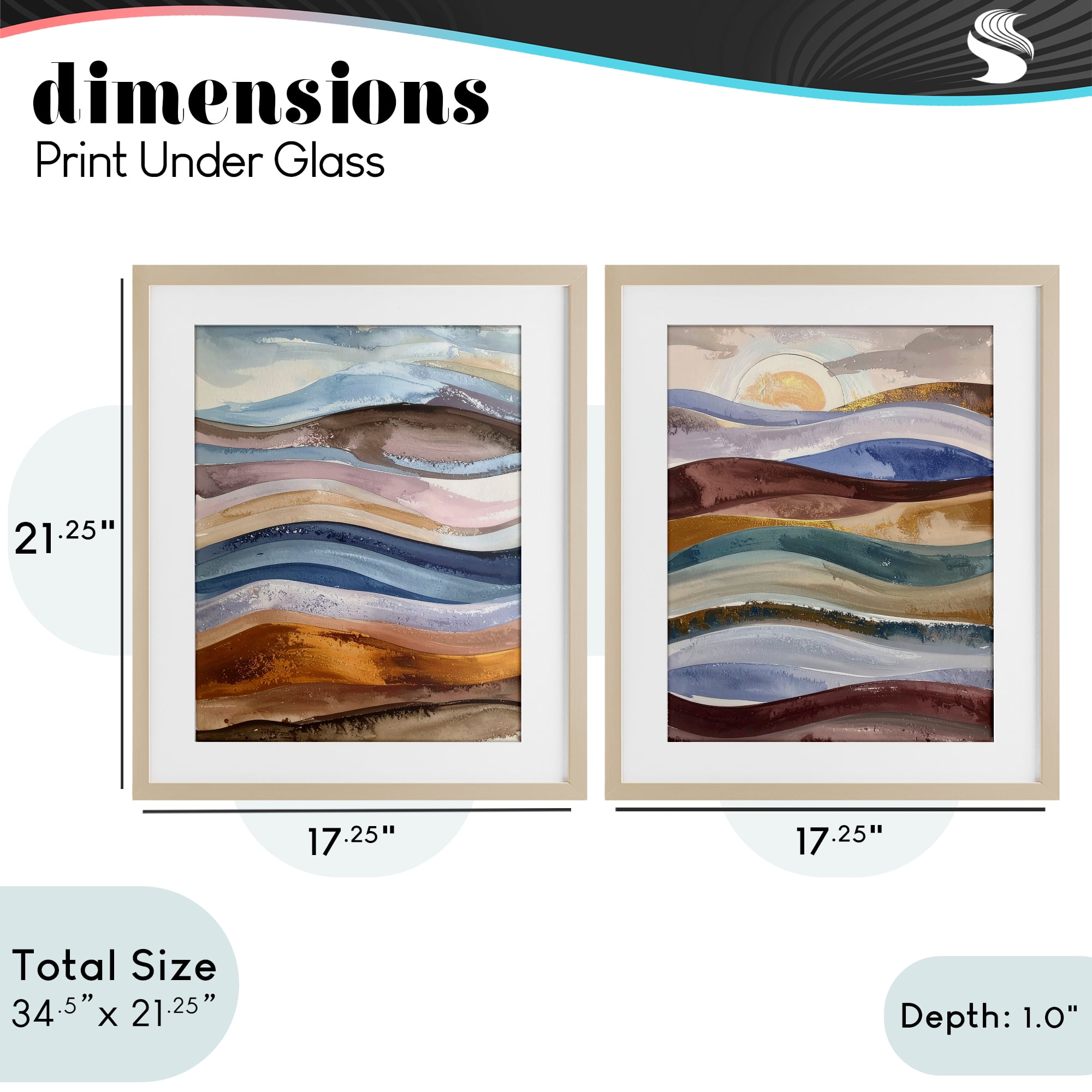 Stupell Industries Earthy Ocean Flow 2 Piece Birch Framed Print Under Glass Set, design by Alonza Saunders