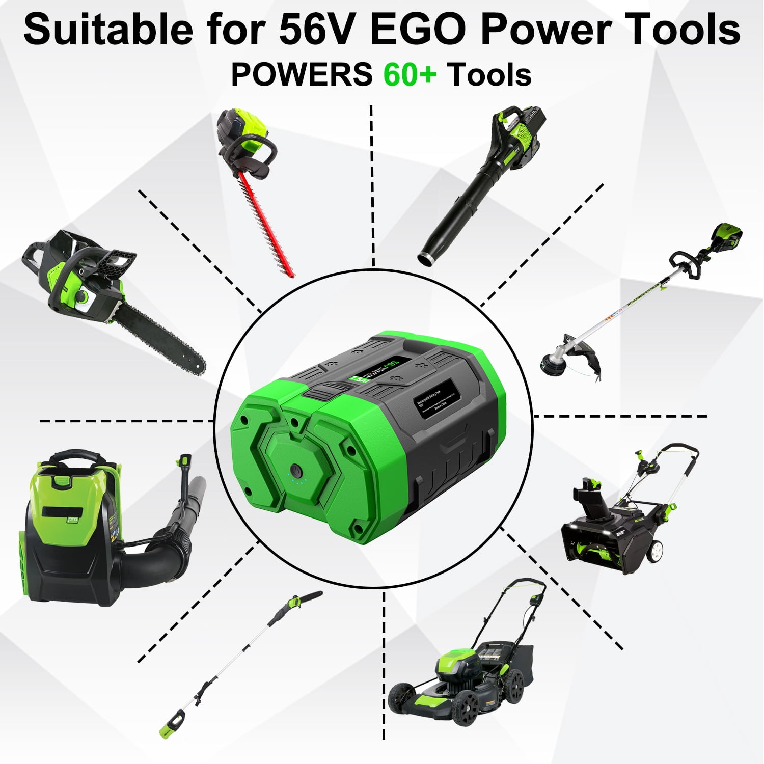 FSKE 56Volt 7.5ah Replacement Battery for EGO 56v Battery BA2800 BA4200 BA1400, Compatible with All Power 56V HT2400 LB6504 LB6500 PH1400 Tools