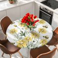 thumbnail image 2 of Round Table Cover 45-54 Inch Yellow Spring Floral Waterproof Reusable Table Cloth Round Fitted Vinyl Tablecloth with Elastic Edged for Parties Outdoors, Summer Daisy Botanical Flowers, 2 of 6