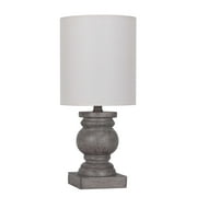 Mainstays 12.75 in Mini Table Lamp, Weathered Wood Finish, Polyresin, White Shade