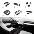 thumbnail image 2 of Xotic Tech Set Carbon Fiber Style Interior Console Wrap Stripe Steering Wheel Paddle Shifter Window Switch Rear Air Vent Accessories Cover Trim Combo Kit, Compatible with Tesla Model 3 Y 2017-2020, 2 of 9