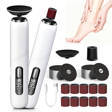 Electric Callus Remover for Feet, Foldable Vacuum Suction Foot Callus Remover Kit , Waterproof Pedicure Tools for Feet, Rechargeable Foot Scrubber for Dry & Crack Feet,Foot File,White