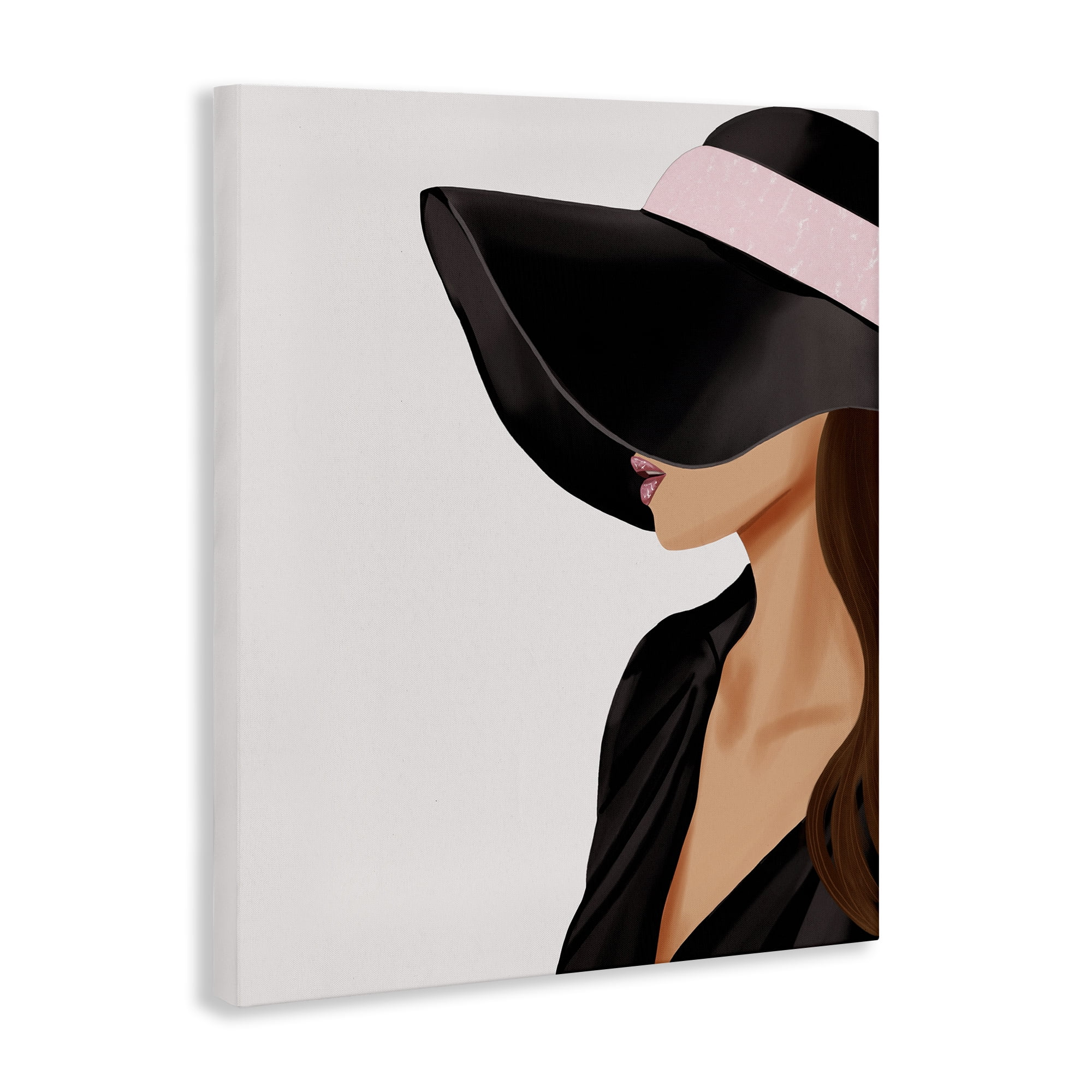 Stupell Industries Shaded Woman Large Hat People Painting Wrapped Canvas Art Print Wall Art, 30 x 40