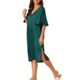 thumbnail image 4 of INSPIRE CHIC Women's Satin Nightdress Flare Bell Short Sleeve Sleep Dress Nightshirt Nightgown S Green, 4 of 6